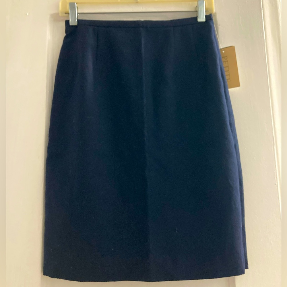 Dark blue, 100% wool midi skirt